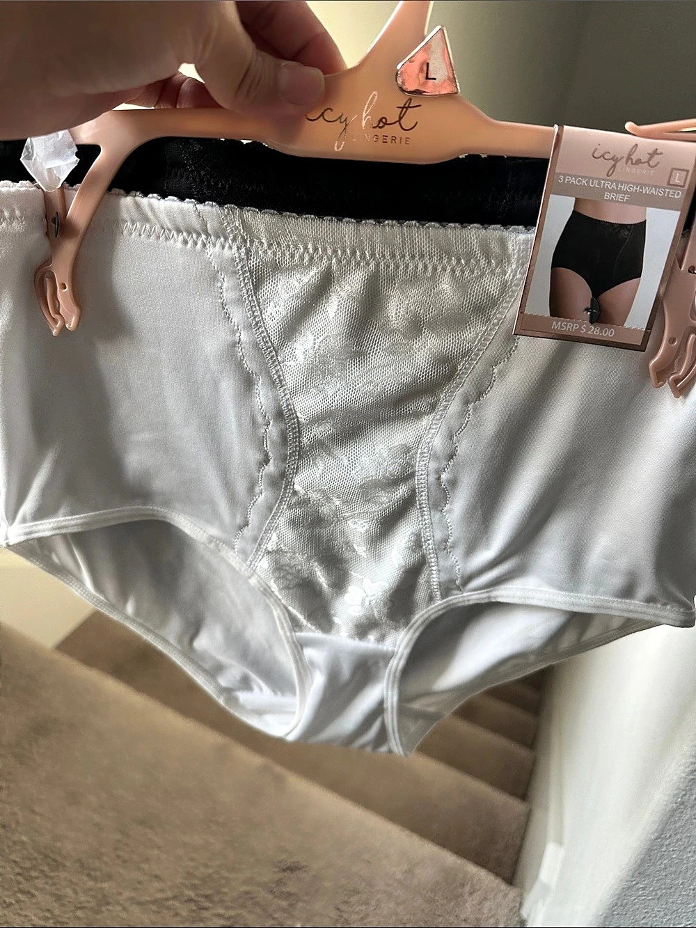 Icy hot Lingerie Women's Briefs in White & Black Size Large NWT